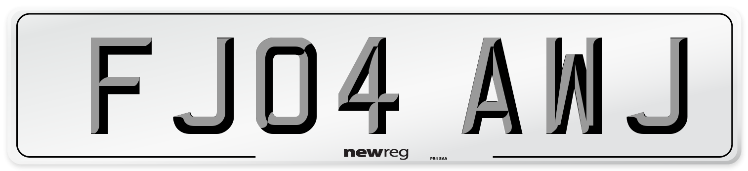 FJ04 AWJ Number Plate from New Reg